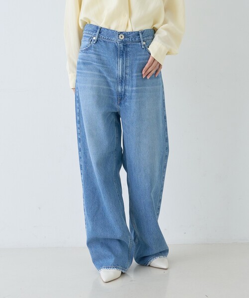 upper hights ライトブルー ワイドレッグデニムパンツ 23 upperhights（アッパーハイツ） ワイドパンツ ジーンズ デニム デニム