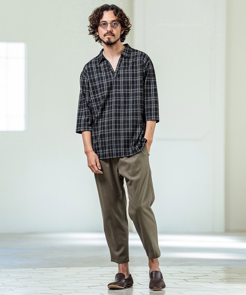 Magine（マージン） ポロシャツ mhs2548- Grid Pattern Fabric Skipper