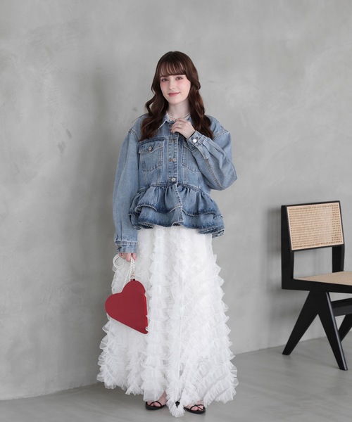 Myu♡新作 フリルデニムジャケット【新品】 Myu（ミュー） デニムジャケット gジャン FRILL DENIM JACKET