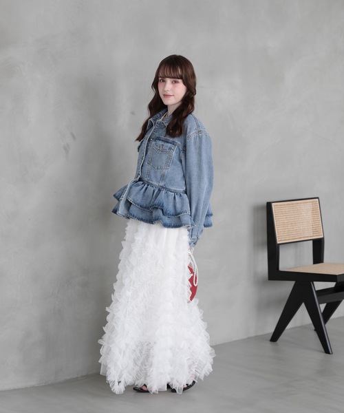Myuフリルデニムジャケット　ブルー　試着のみ Myu（ミュー） デニムジャケット gジャン FRILL DENIM JACKET