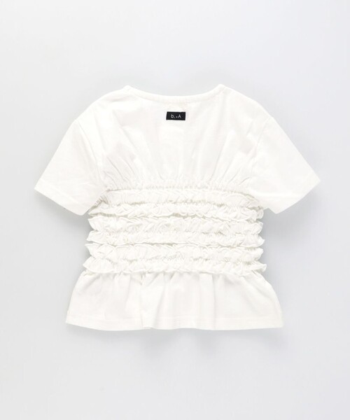 新品未使用品　COUDRE 金子綾　フリルTシャツ　ホワイト branshes（ブランシェス） tシャツ 「b.+A」金子綾/シャーリング半袖T
