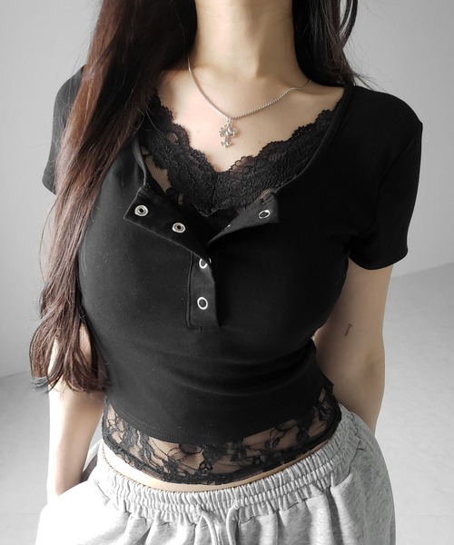 me+em select（ミームセレクト） tシャツ 半袖 「 3color 」レース