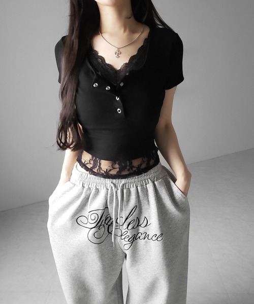 me+em select（ミームセレクト） tシャツ 半袖 「 3color 」レース
