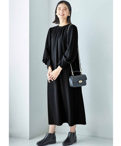 「Live in comfort」 長袖ワンピース MEDIUM ブラック レディース_画像2