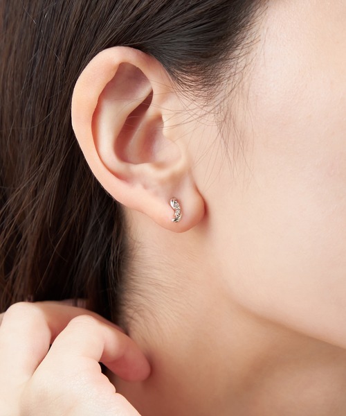 ピアス K10WG ダイヤモンド ピアス レディースの画像