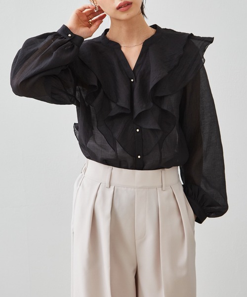 「RANAN」 長袖ブラウス LL アイボリー レディース_画像9