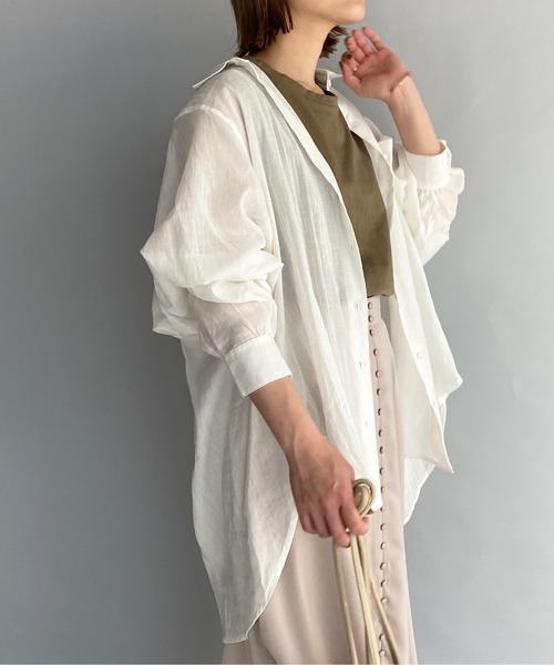LUGIVA（ルギヴァ） シャツ ブラウス ギャザードルマンリネンシャツ 