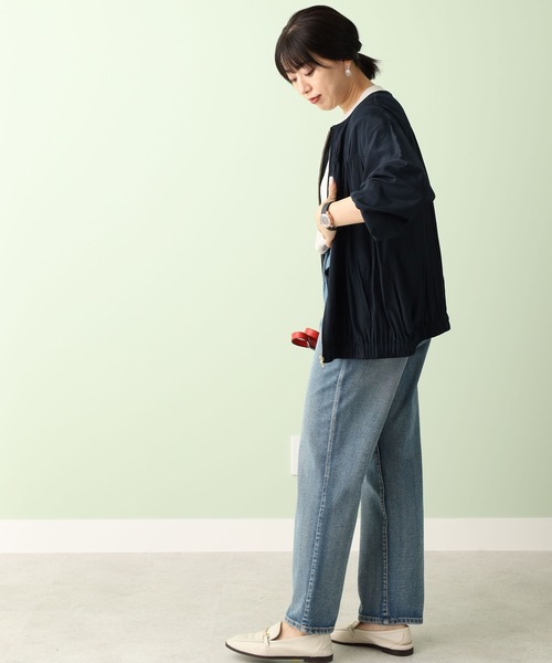 BELLUNA PLUS ブルゾン アウター サテン素材ギャザー使い