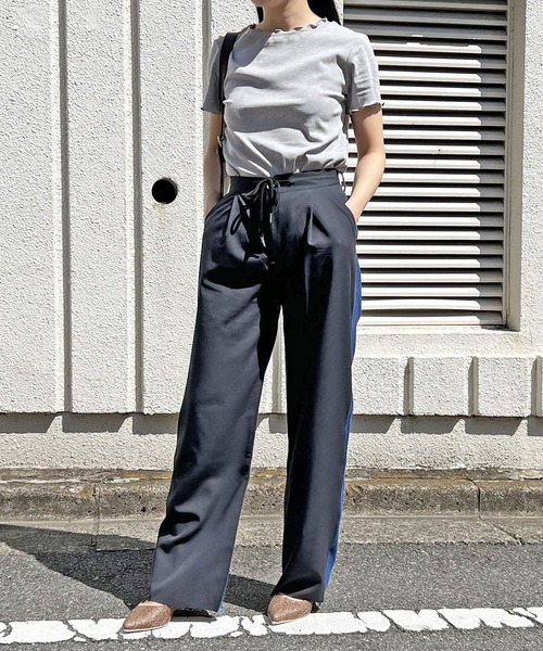 Jewelobe スラックス パンツ バックデニムドッキングワイド