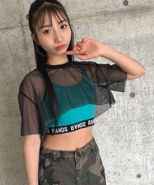 RandS tシャツ メッシュワイドショート丈T キッズ 半袖 子供服