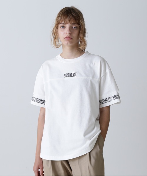 tシャツ FADE WASH CUFFS OPEN EMBROIDERY TOPS/フェイドウォッシュ カフスオープン刺繍トップス レディース