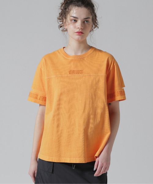 AVIREX（アヴィレックス） tシャツ 半袖 FADE WASH CUFFS OPEN