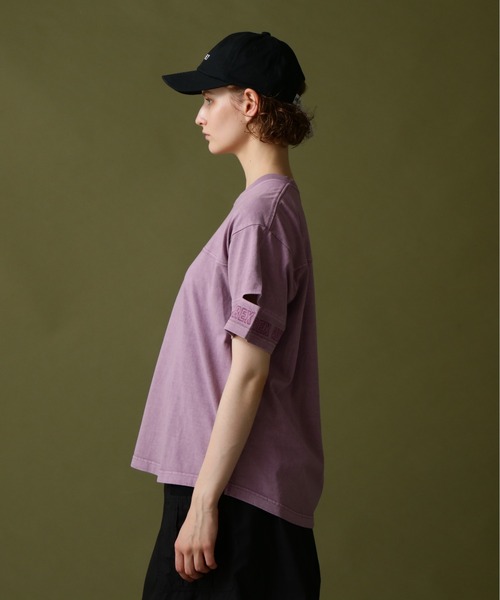 AVIREX tシャツ FADE WASH CUFFS OPEN EMBROIDERY TOPS/フェイド