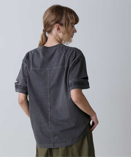 AVIREX アビレックス レディース トップス 半袖 Tシャツ FADE WASH CUFFS OPEN EMBROIDERY フェイドウォッシュ カフスオープン刺繍Tシャツ 肌見せ 7833934602 FADE WASH CUFFS OPEN EMBROIDERY T-SHIRT/フェイドウォッシュ