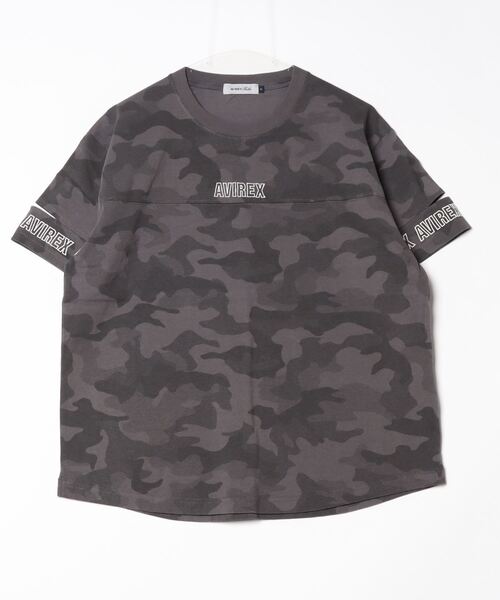 AVIREX tシャツ FADE WASH CUFFS OPEN EMBROIDERY TOPS/フェイド
