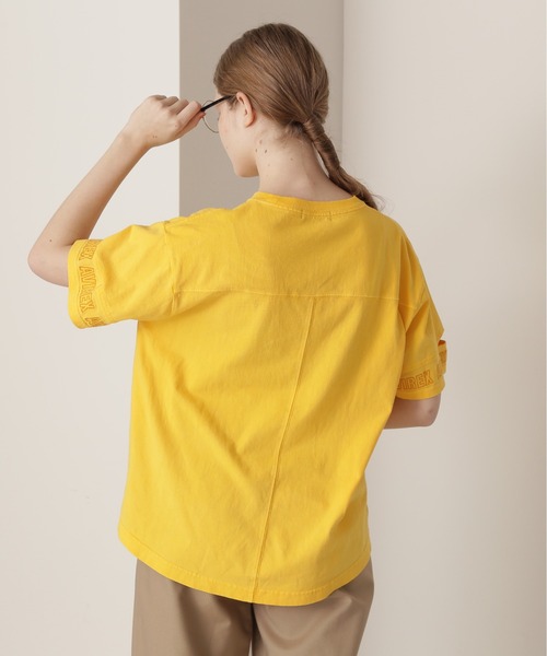 AVIREX tシャツ FADE WASH CUFFS OPEN EMBROIDERY TOPS/フェイド