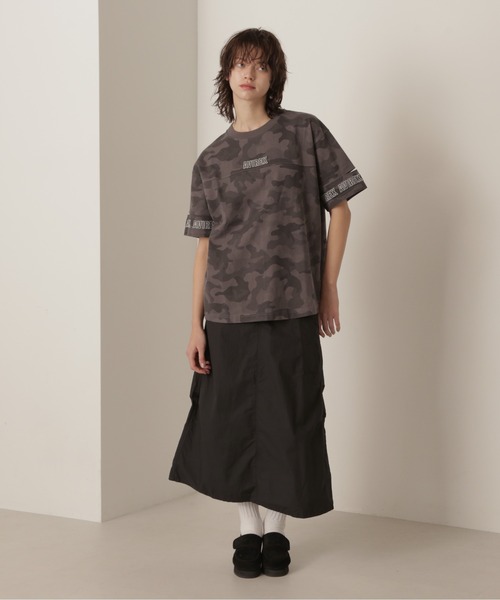 AVIREX tシャツ FADE WASH CUFFS OPEN EMBROIDERY TOPS/フェイド