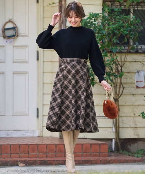 ANY SIS（エニィスィス） スカート 「洗える」ベルトポイントフレア