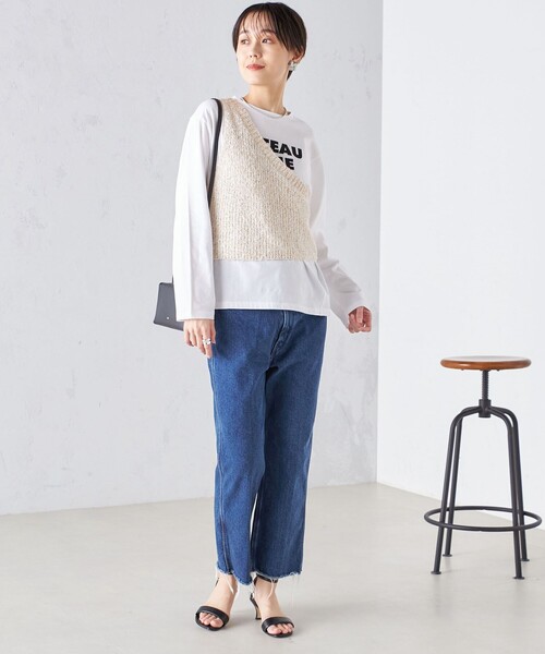 ベスト ジレ 「手洗い可能」カールヤーン スパンコール ワンショルダー 24SS  レディース SHIPS ベスト ジレ 「手洗い可能」カールヤーン スパンコール