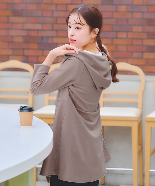 Tiaclasse カーディガン 「洗える」ポンチフードカーディガン