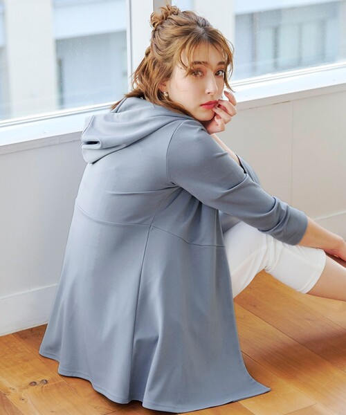 Tiaclasse カーディガン 「洗える」ポンチフードカーディガン