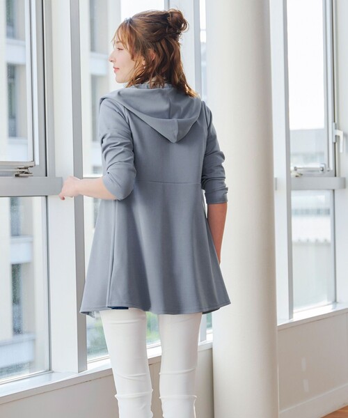 Tiaclasse カーディガン 「洗える」ポンチフードカーディガン