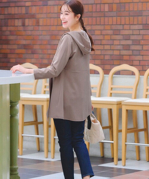 authority着用 　フード　カーディガン　かまぼこ 裏起毛 フード付き カーディガン 205-8105｜マタニティウェア 授乳服