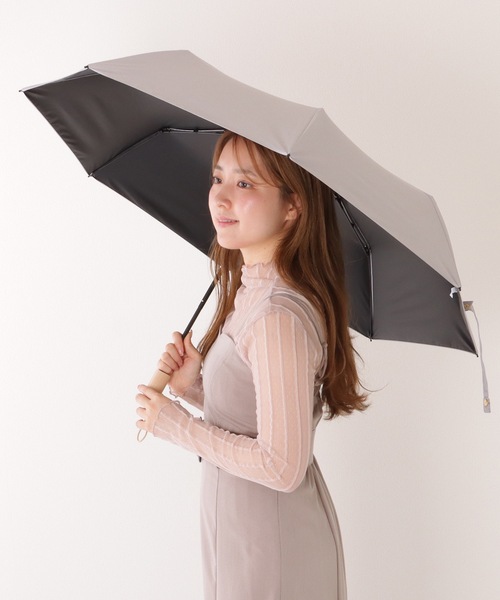 Lace Ladies 折りたたみ傘 「雨晴兼用」 ソリッドカラー ウッド調