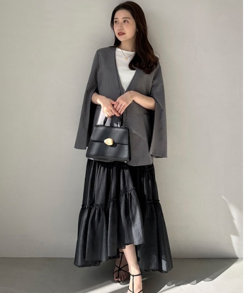 anuans」 ロングスカート MEDIUM ブラック レディース : 84289723  