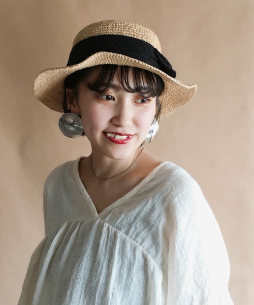 ☆オリエントミリナリー ラフィア透かし編みクロッシェハット☆ ORIENT MILLINERY 帽子 ハット NACHO「ナチョ」ラフィアこま編みキャノ