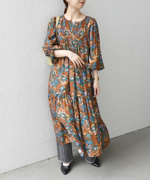 最終値下げ　SHIPS フラワー プリント ワンピース 24SS ◇ SHIPS for women - フラワープリントロングスリーブVネック