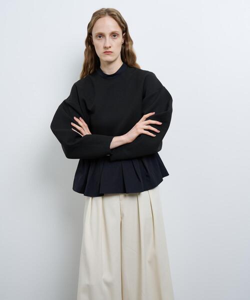 ランバン　トップス　ペプラム LANVIN en Bleu tシャツ ペプラムコンビプルオーバー レディース