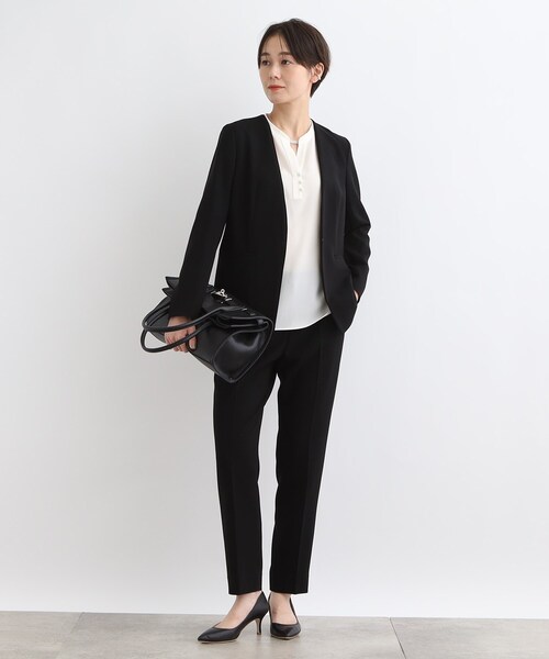 美品☆インディヴィ☆36size/7号☆スーツ・セットアップ紺G032