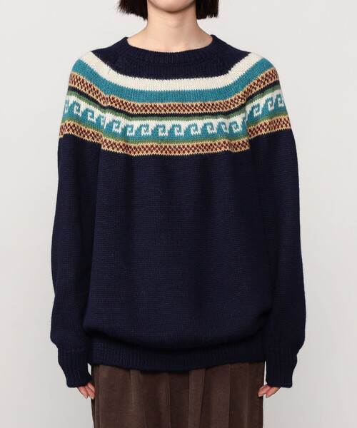ニット CHAMULA | クルーネック ニットプルオーバー NAVY WOMEN 
