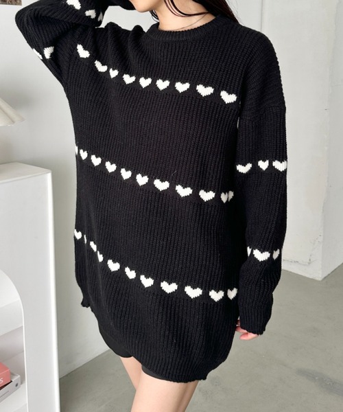 CLEA ニット セーター ラインハート柄ニットプルオーバー/ワンピース