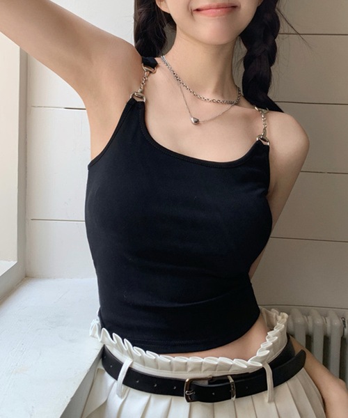 タンクトップ ノースリーブ ベルトタンクトップ レディース Lace Ladies タンクトップ ノースリーブ バックル付き