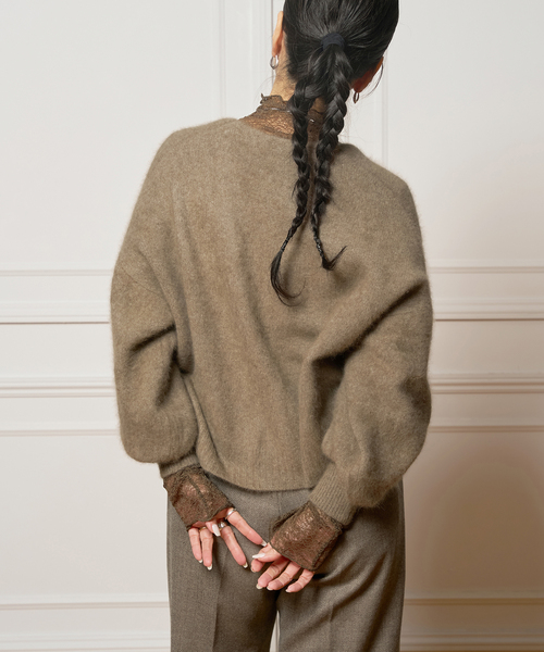 IENA LA BOUCLE tシャツ シュリンクレースカットソー レディース
