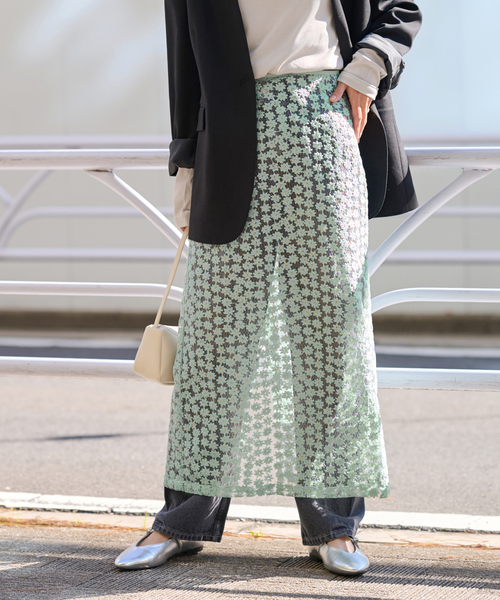 高級感 JOURNAL STANDARD relume スカート フラワーレースナロー スカート