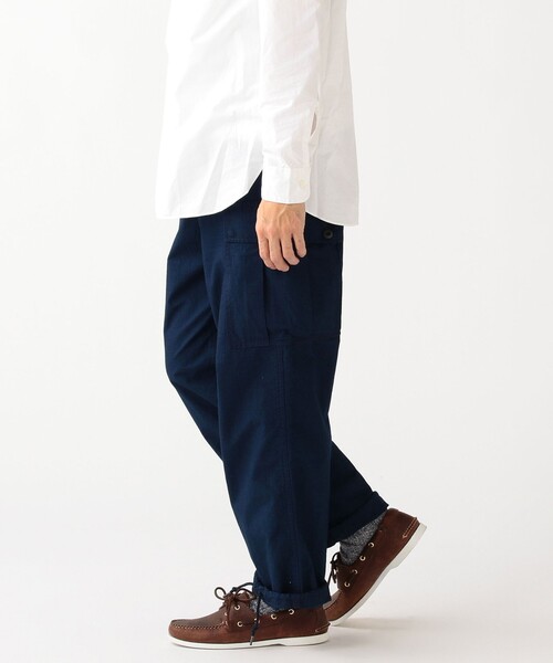 BEAMS+ インディゴ リップストップ 6ポケット ミリタリー トラウザーズ BEAMS+ カーゴパンツ インディゴ リップストップ ミリタリー 6