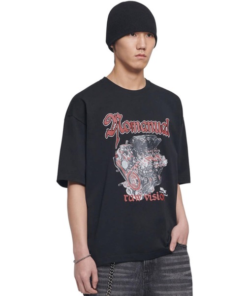 tシャツ A'GEM/9 × .kom「NOMANUAL/ノーマニュアル」NM ENGINE T-SHIRT/NM エンジン TEE レディース メン