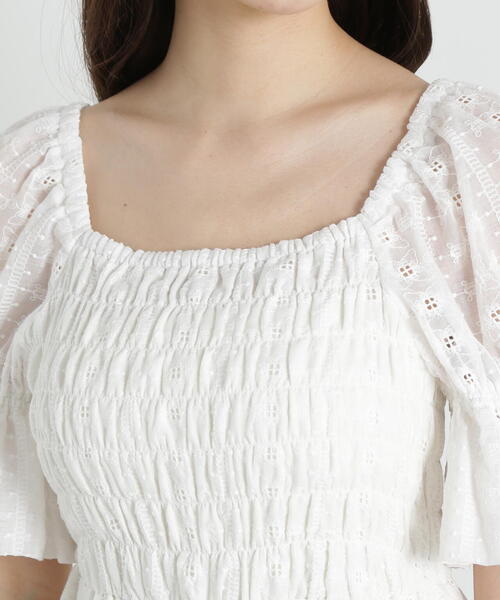 美品★sea new york シャーリング レース ビーズ 刺繍 ワンピース PROPORTION BODY DRESSING ワンピース 「E」シャーリング刺繍