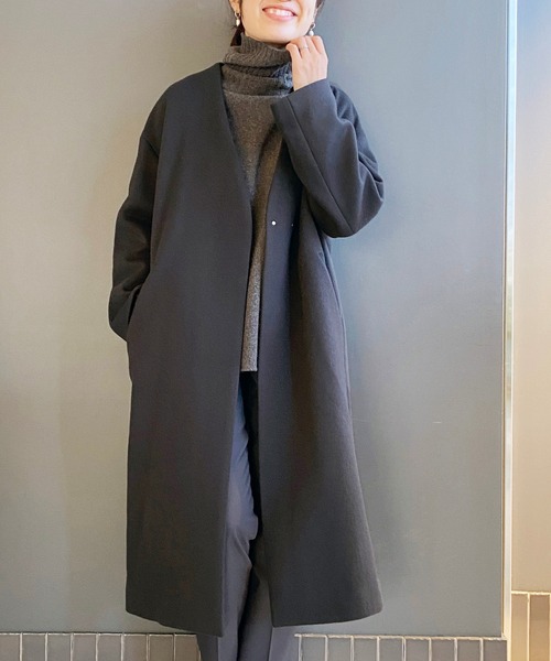 IENA（イエナ） ノーカラーコート 36 グレー レディース : ZOZOTOWN