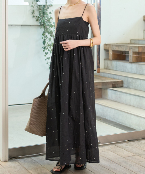 Rouge vif Anna ワンピース シルバードット刺繍ワンピース