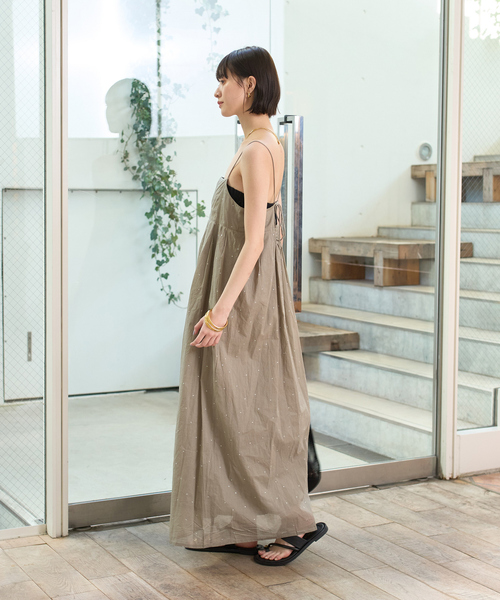 Annaです Rouge vif Anna ワンピース シルバードット刺繍ワンピース