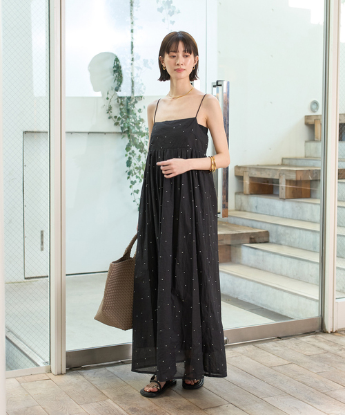 Rouge vif Anna ワンピース シルバードット刺繍ワンピース