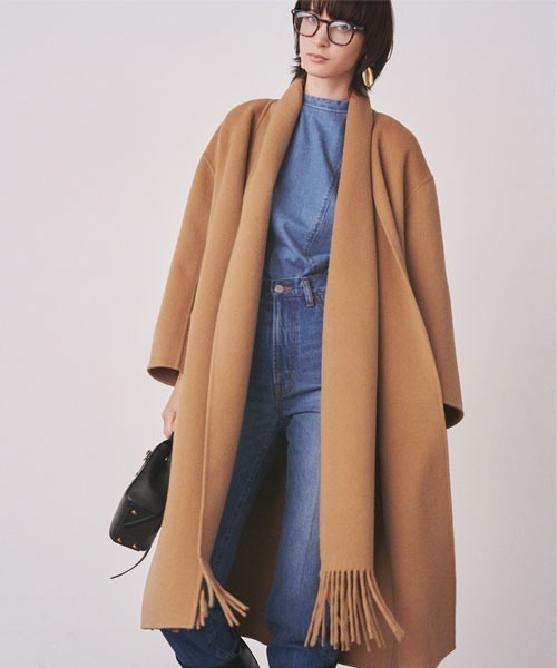 美品 ミラオーウェン ザラ ウール ロングコート ベージュ Mila Owen（ミラオーウェン） コート 0 ベージュ レディース