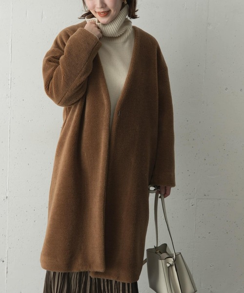 URBAN RESEARCH ROSSO」 ノーカラーコート FREE アイボリー レディース 