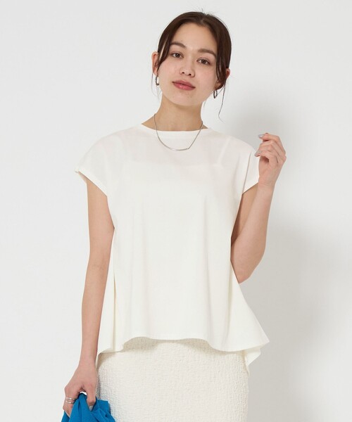 tシャツ ペプラムフレンチスリーブプルオーバー「手洗い可能」 レディース green label relaxing tシャツ バック ペプラム フレンチ