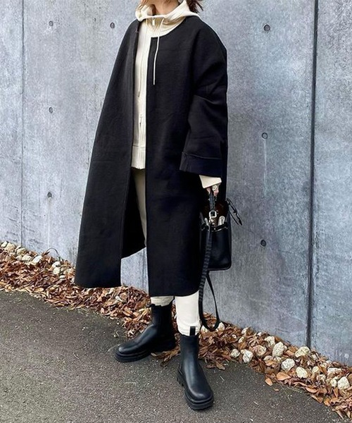 「Riberry」 ノーカラーコート MEDIUM アイボリー レディース_画像5