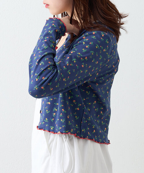 tシャツ 花柄テレコカーディガン レディース w closet tシャツ 小花柄メロウカーディガン レディース